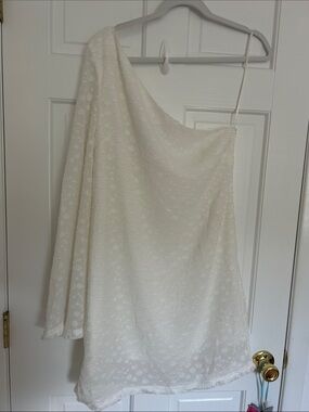 C/MEO Collective More To Give White One Shoulder Asymmetric Mini Dress